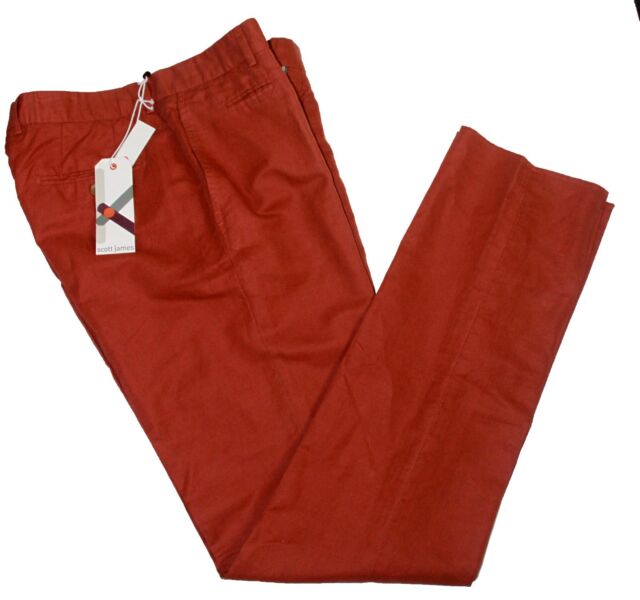 Scott James Men's Foster Casual Flat Front Unhemmed Pants, Brick, 33 | eBay