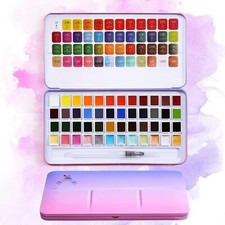 MeiLiang Watercolor Paint Set 36 Colors 12 Glittery Colors With Watercolor Brush