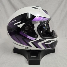 Scorpion EXO-R320 Motorcycle Helmet Alchemy White/Purple Medium MD *DISPLAY*