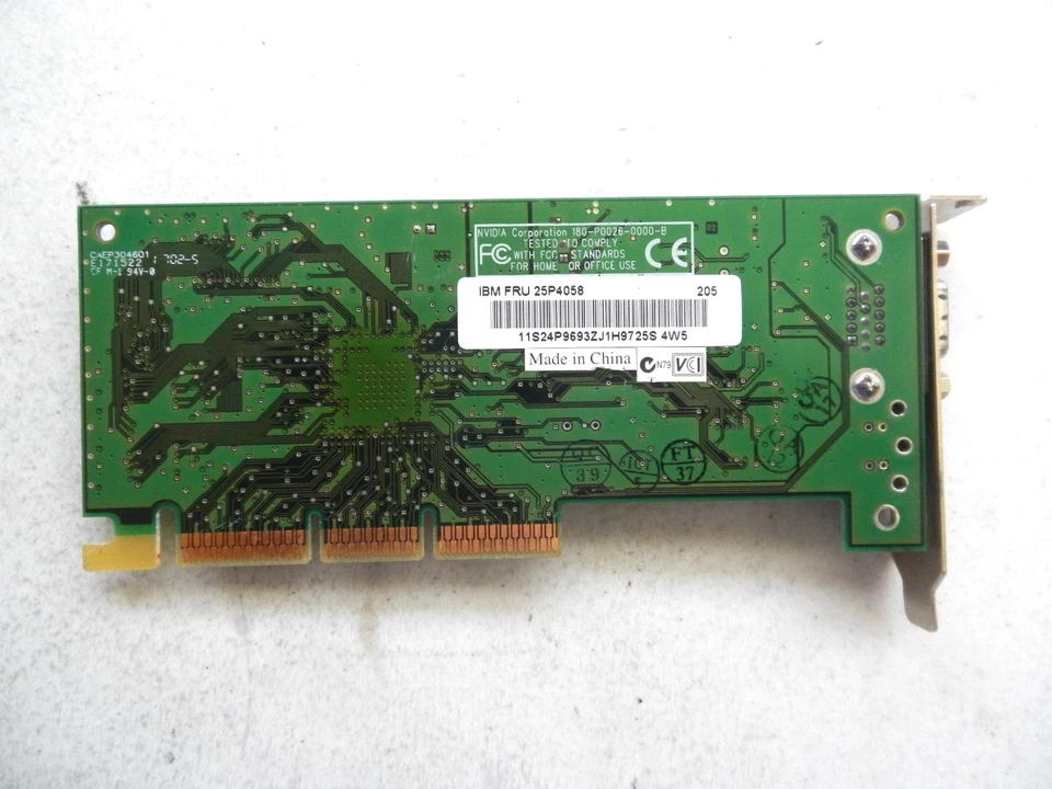 NVIDIA VANTA-16 AGP LOW PROFILE Graphics Video Card 180-P0026-0000B IBM 25P4058 - Image 2 of 3