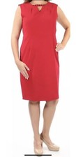 NINE WEST Womens New 1225 Red Keyhole Knee Length Sheath Casual Dress 12