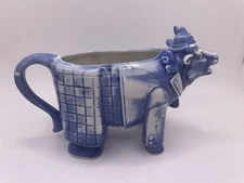 Antique 1920s Schafer & Vater  Porcelain COW in Coat Figural Creamer ~ Germany