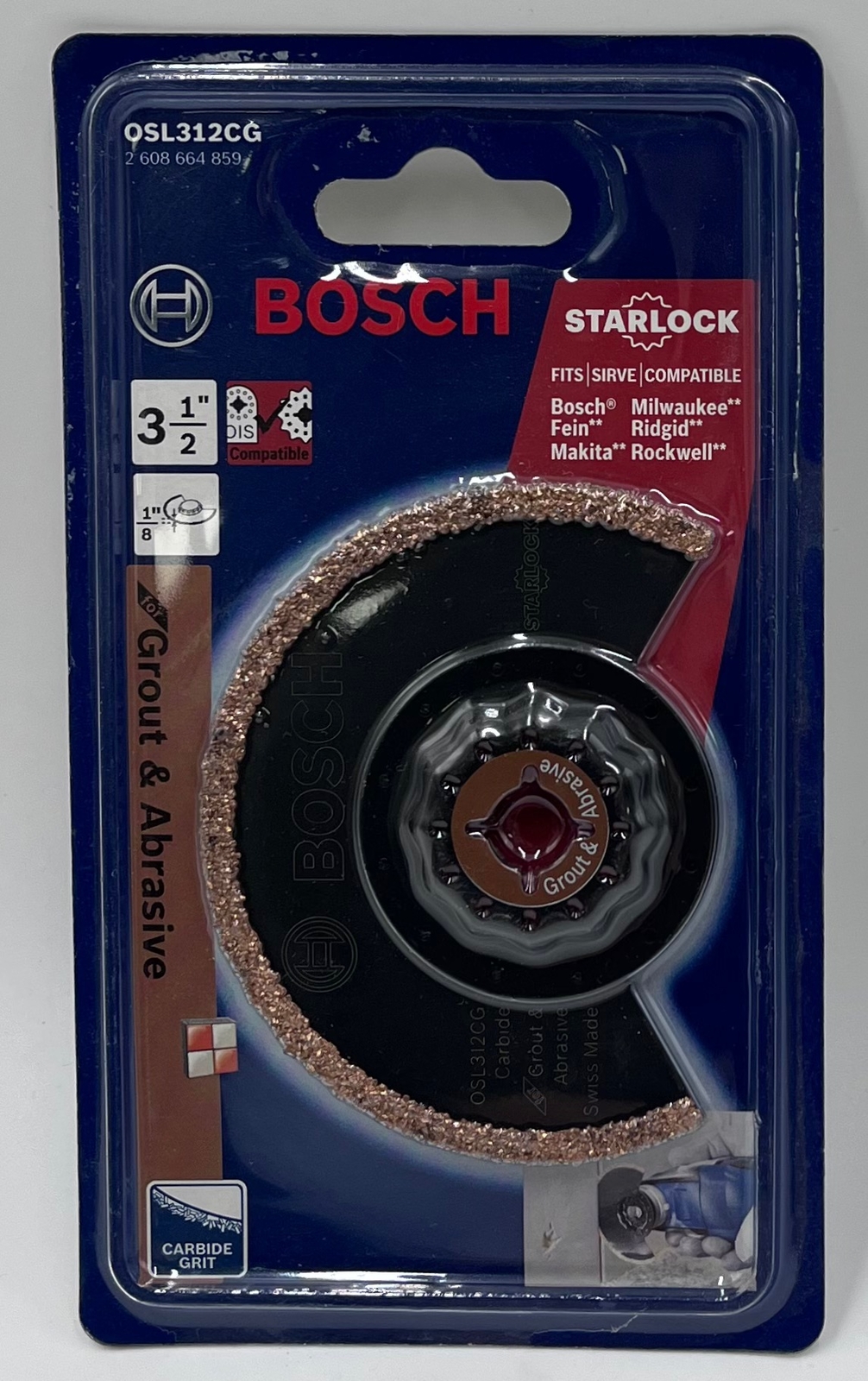 Bosch OSL312CG Starlock Oscillating Carbide Grit Grout Blade, 3-1/2 x 1/8"