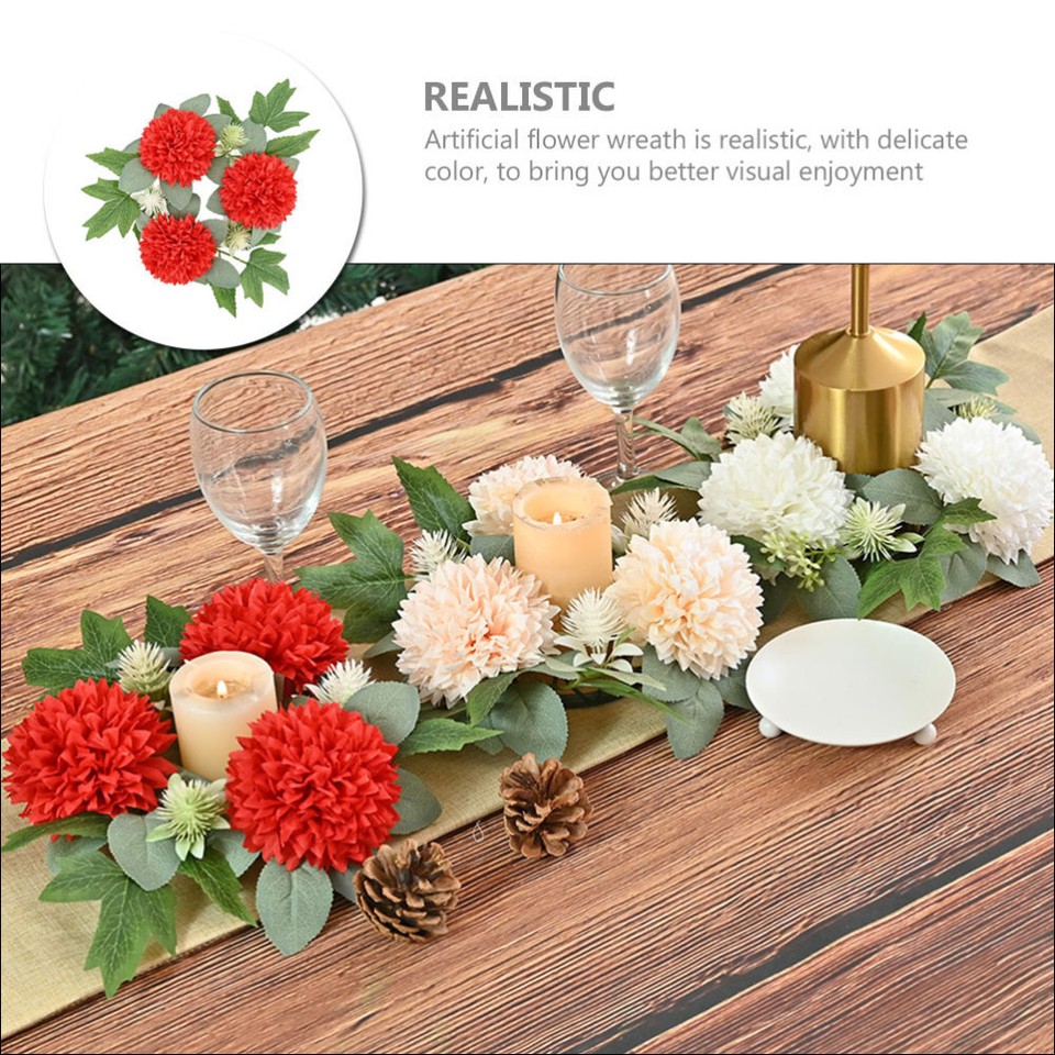 Candlestick Garland Ring Christmas Mums Artificial Flowers Ball Spring