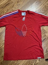 Adidas Originals Men's 3 Stripe Tee Red Medium