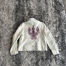 Wilson’s Leather Maxima Rock & Roll Cloud White Winged Guitar World Tour Size XL