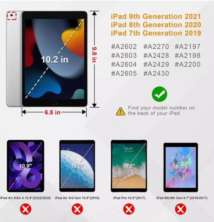 Case For iPad 9th Gen 2021 10.2'' /iPad 8th 7th Rugged Case + Screen Protection - Image 2 of 4