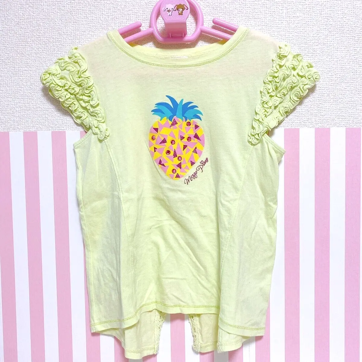 Mezzo Piano T-shirt Tops Pineapple Yellow 140 Size Frill Glitter Kawaii  Clothing