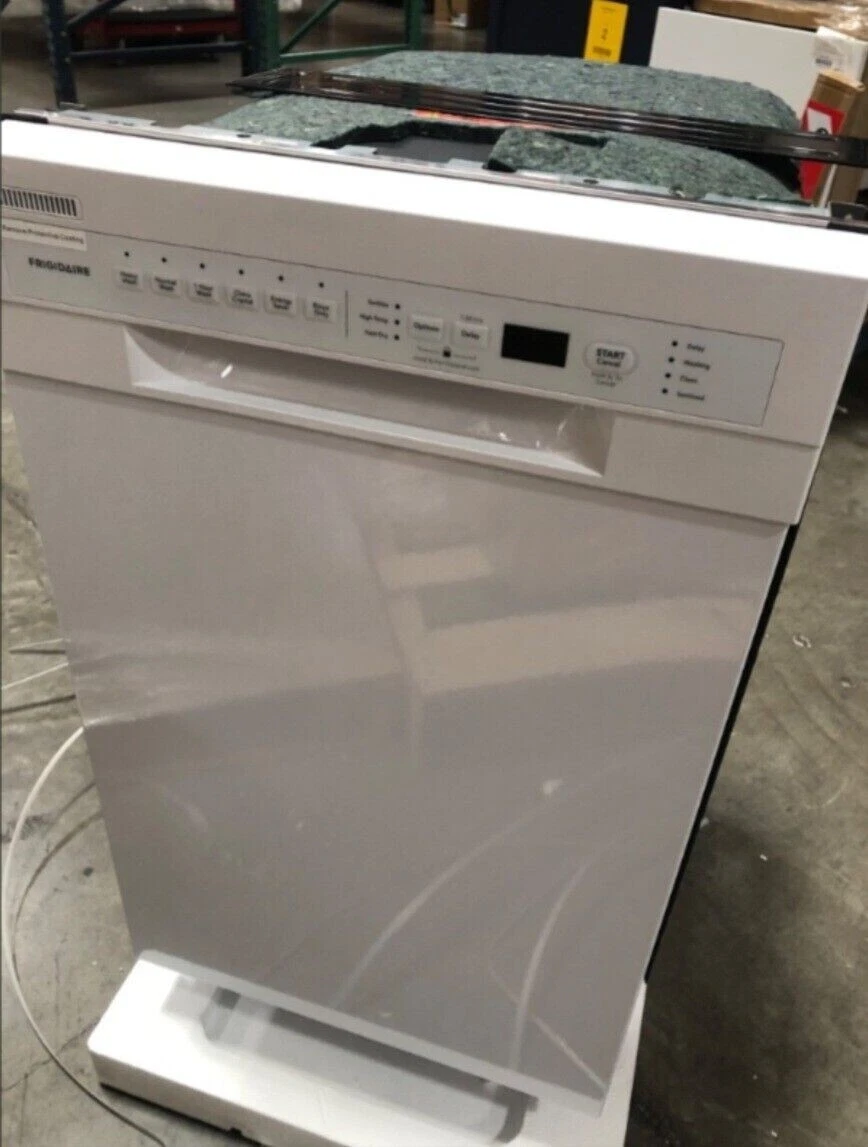 White Frigidaire 18 Compact Front Control Dishwasher with Dual Spray Arms