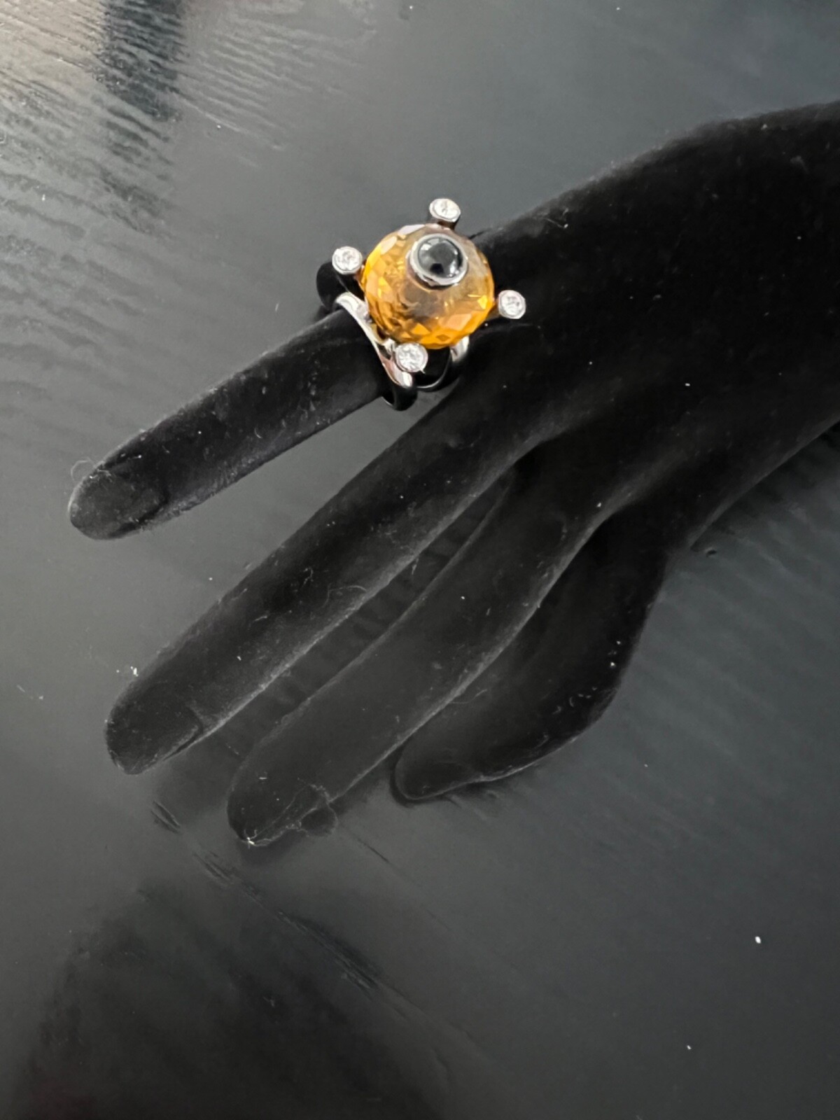 IMAN Global Chic Statement Ring Size 7 Citrine Be… - image 3