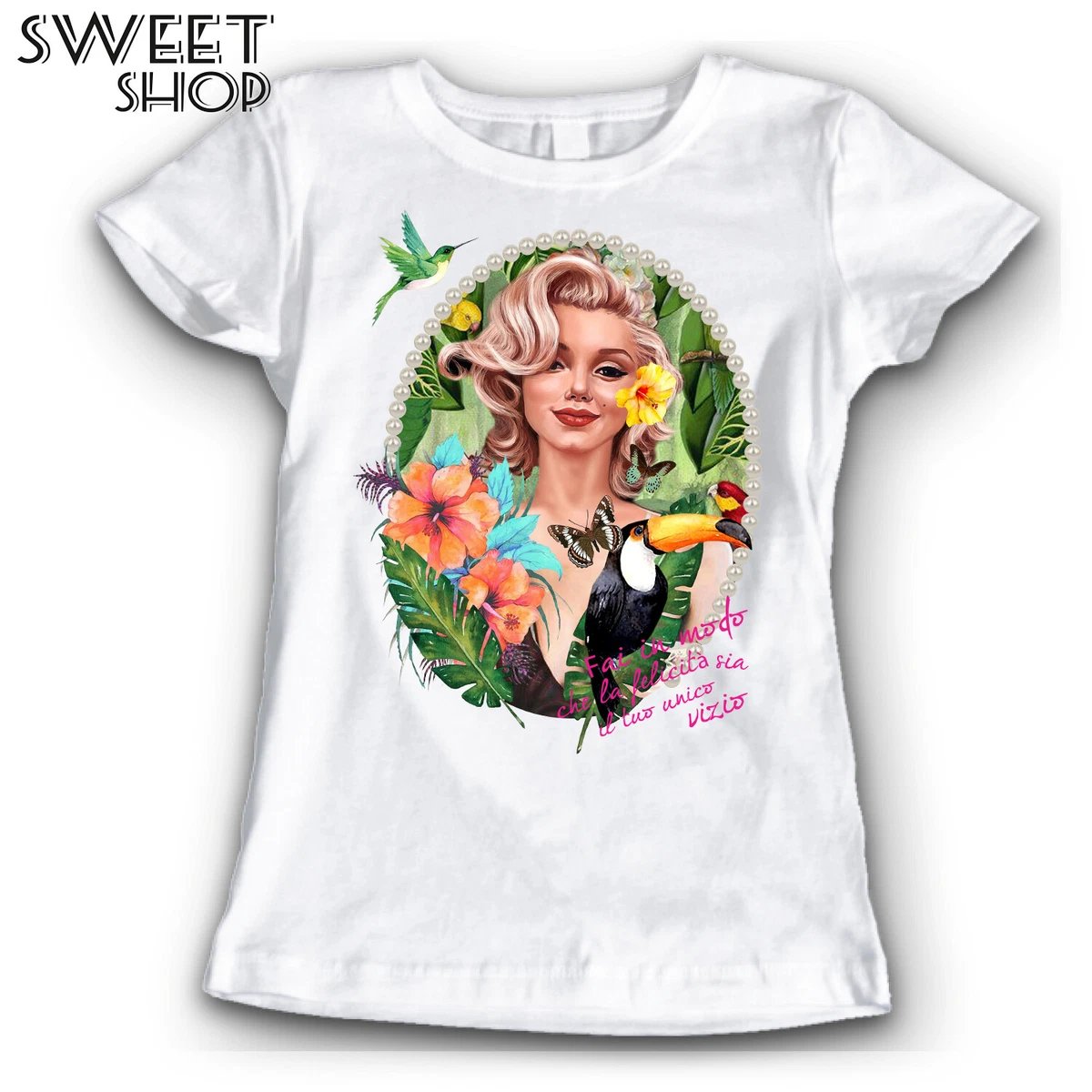 T shirt MAGLIETTA marilyn monroe felicit vizio idea regalo moda
