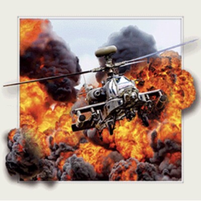 5D linsenförmiges Wandbild Bild Apache Fahrzeug Hubschrauber AH64 3D FACTORY