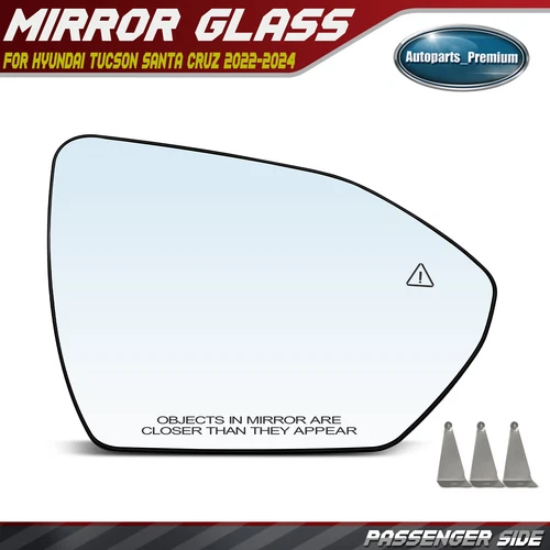 Passenger Mirror Glass w/ Heated & Blind Spot Detection for Hyundai Tucson 22-24