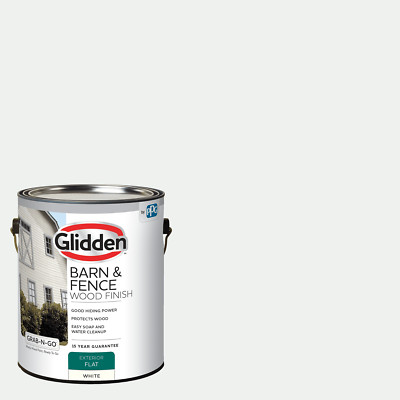 Grab-N-Go Barn & Fence Wood Exterior Paint Flat White 1 Gal for Concrete/masonry