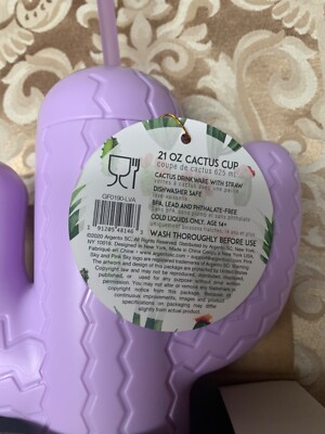 Pink Sky Lookin' Sharp Purple Cactus Cup 21oz With Straw FabFitFun Spring 21
