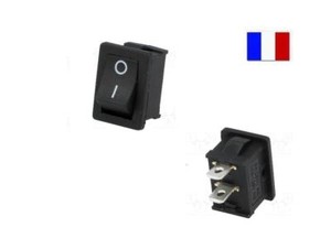 Interrupteur à bascule 250V 6A, ON OFF, Noir, 2 Positions, 2 Broches