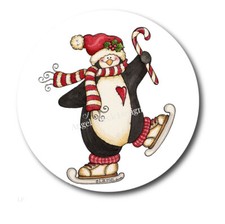 Prim Country Skating Penguin Christmas Favors Scrapbook Stickers Envelope Seals