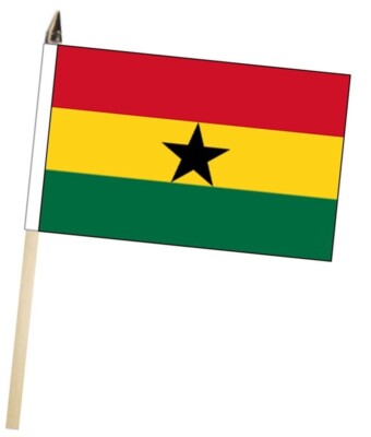 Ghana Large Hand Flag With Wooden Pole (18'' x 12'')