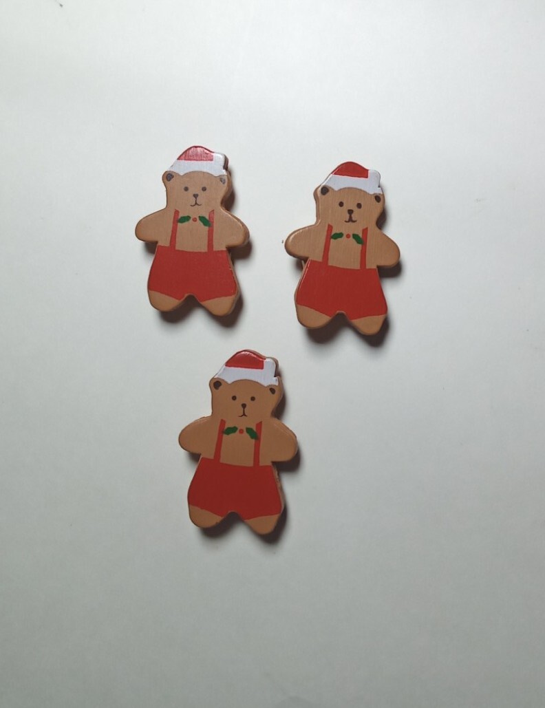 Christmas Santa Claus Bear Button Covers Sewing Home Craft Supplies 3-Piece Set