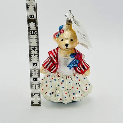 Christopher Radko Muffy Bear Sparkler Ball Glass Christmas