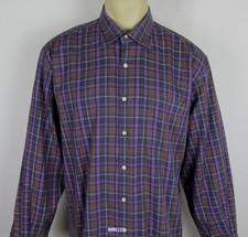 Peter Millar shirt long sleeve button front dress shirt Plaid Mens Size XL
