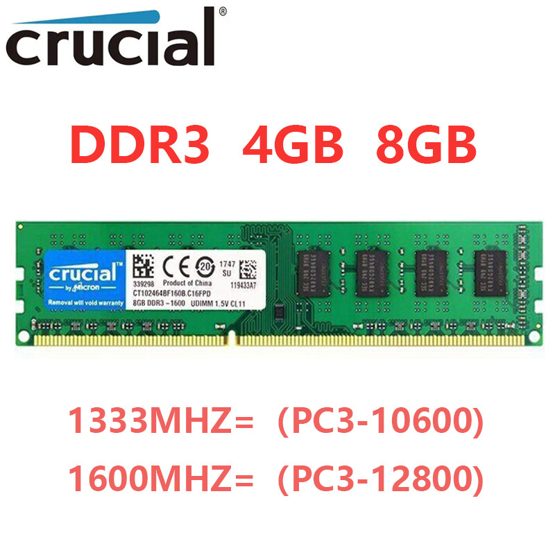 CRUCIAL DDR3 4GB 8GB 16GB 1333 1600MHZ Desktop RAM Memory DIMM 240pins DDR3