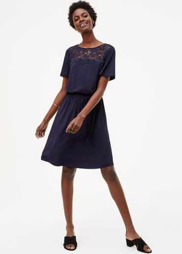 ANN TAYLOR LOFT yugo de Encaje Floral Vestido Azul Marino Nuevo con  etiquetas Org $69.50 Talla M L | eBay