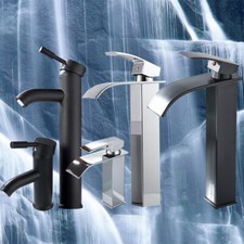 Miscelatore rubinetto lavabo bagno alto cascata monocomando cucina ottone cromo