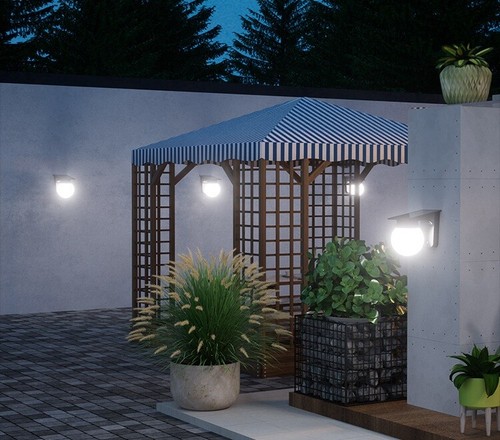 Solar Wandleuchte 400LM Verstellbare Helligkeit 3-Farben Farbwechsel Solarlampe - Bild 10 von 14