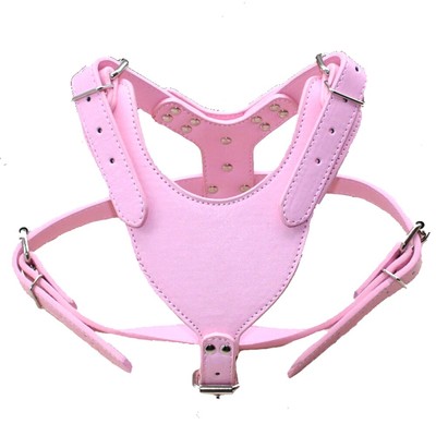 pink leather dog harness