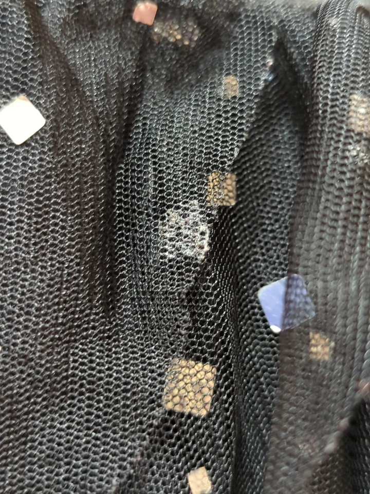 Niña 14/16 Monster High Disfraz Falda Skort Negro Tul Plata Lentejuelas Cuadradas Foto 3 de 4