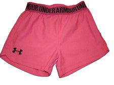 Under Armour Girls Size 6 Pink Black Logo Running Shorts