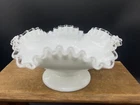 Vintage Fenton Marked Silver Crest Milk Glass Compote