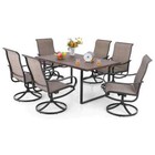 7 Pcs Outdoor Patio Dining Set Furniture Backyard with Metal Table Swivel Chairs