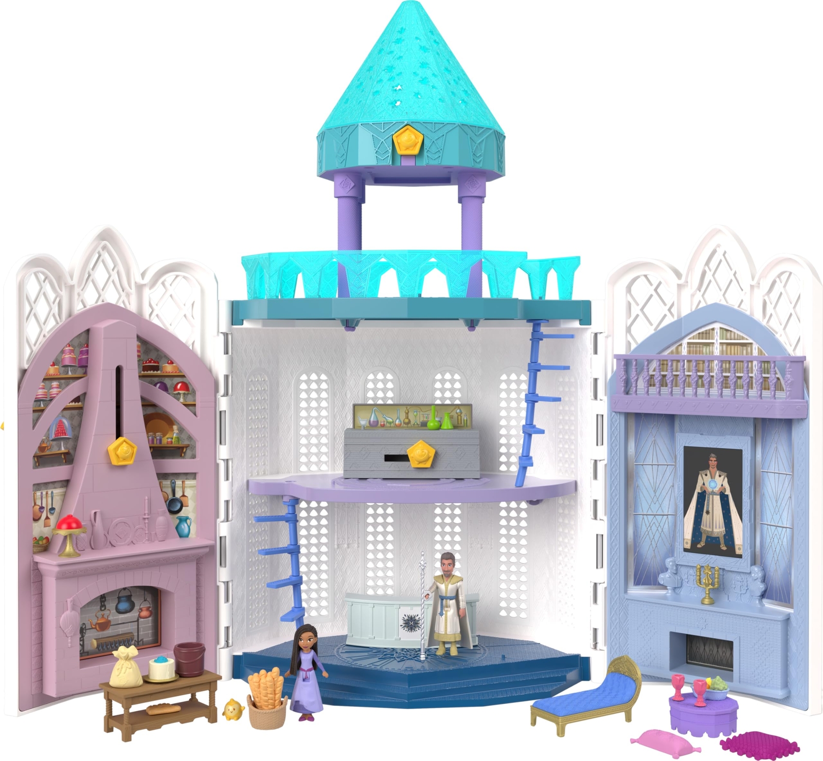 Mattel Disney Wish - Castello di Rosas, playset con 5 aree di gioco, 2 mini bamb