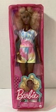 Barbie Doll #180 African American Blonde Afro Puffs Fashionista Tie Dye Romper
