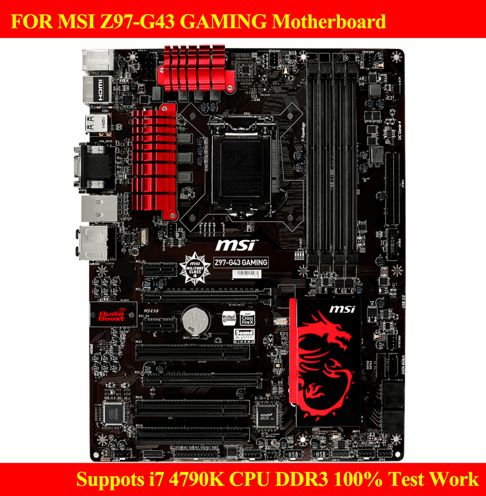 FOR MSI Z97-G43 GAMING Motherboard Suppots i7 4790K CPU DDR3 100