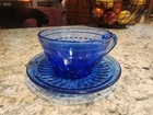 Vintage Hazel Atlas Cobalt Blue Cup and Saucer Set - Depression Era