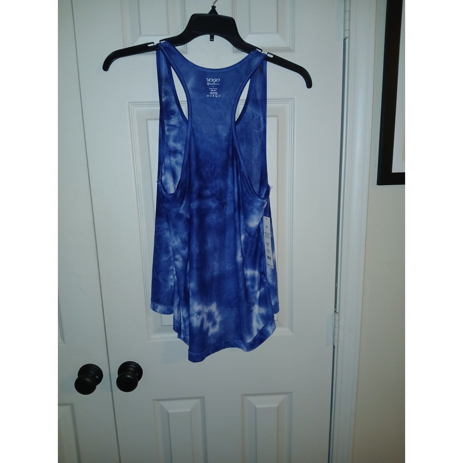 Vogo Athletica Women’s High-Low Tie Dye Racerback Tank Top Indigo Blue Size L