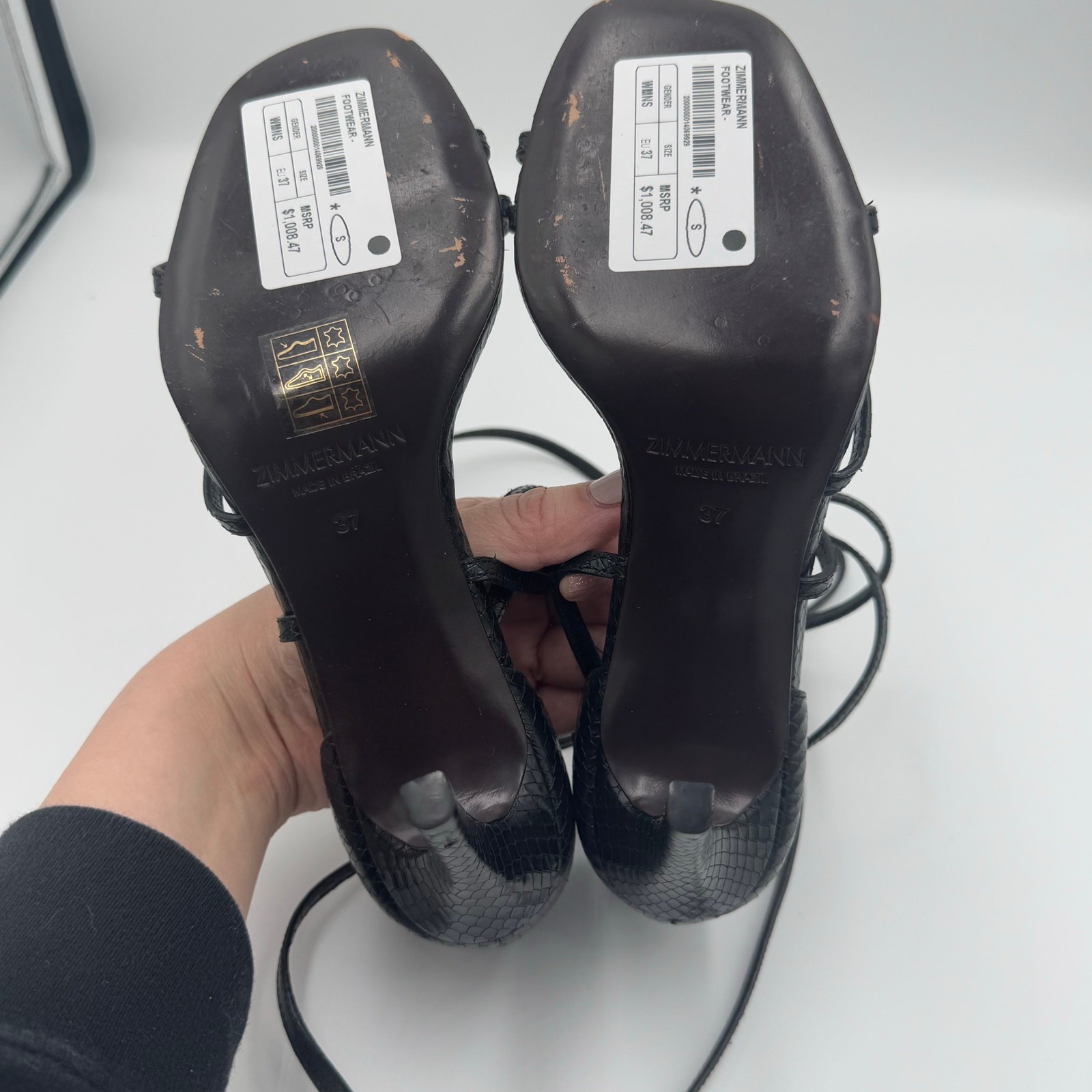 Zimmermann Python Embossed Leather Wrap Sandals –… - image 5