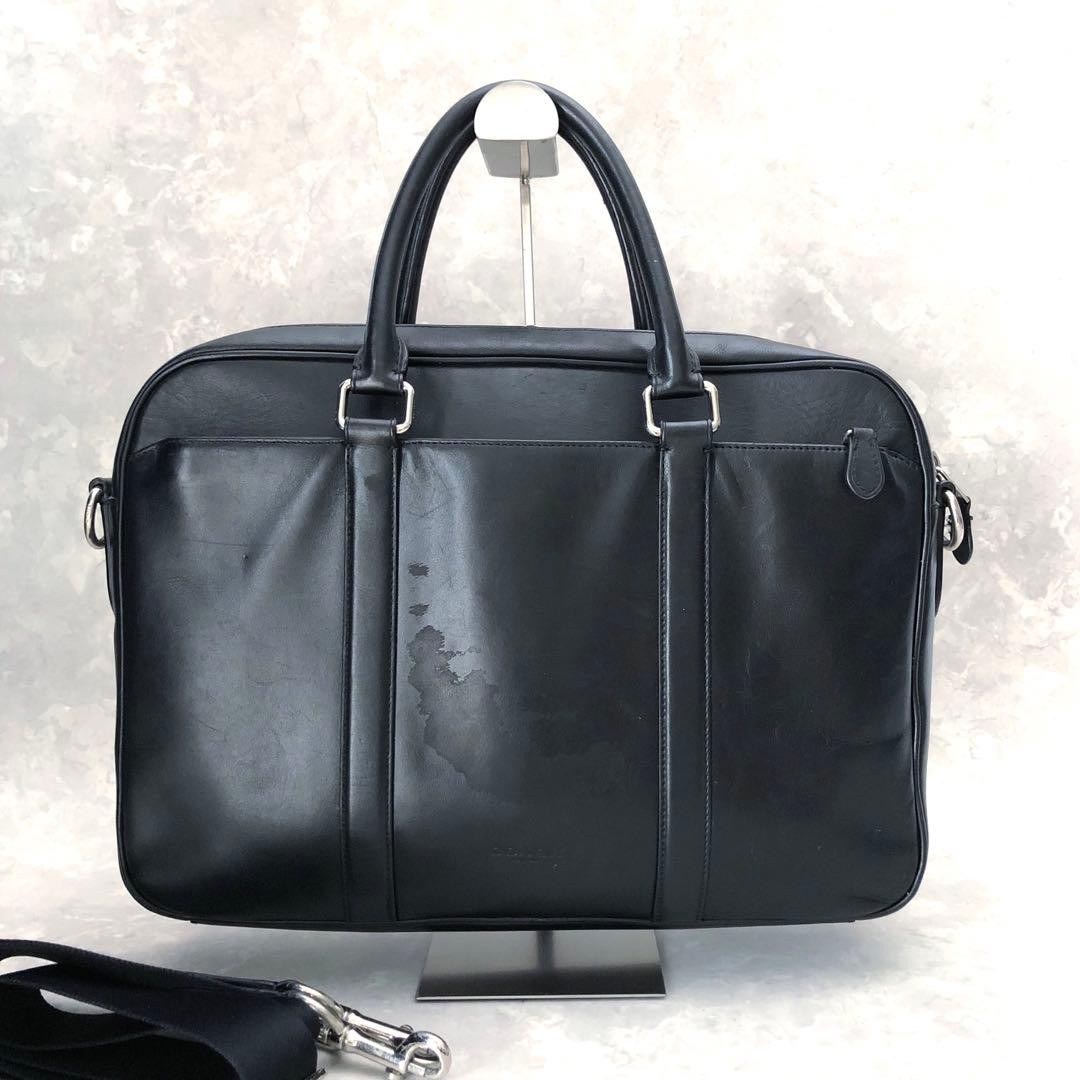 バッグ COACH 2way leather briefcase business A4 Coach Navy Leather 2Way Business Bag Briefcase Used | eBay
