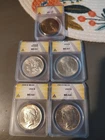 LOT OF (5) MS GRADED 1 MORGAN SILVER DOLLAR AND 4 PEACE ALL ANACS GRADED