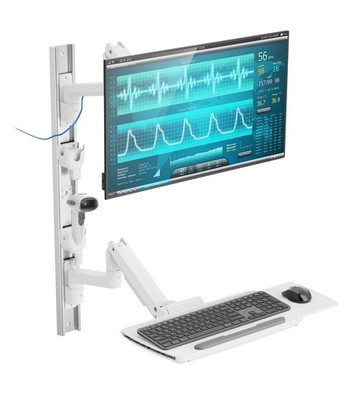 Mount Plus MED10 Medical Monitor Wall with Folding Keyboard Tray and...