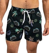 Chubbies Classic Swim Trunks The Taco To The Palms 5.5" Men's Medium Black