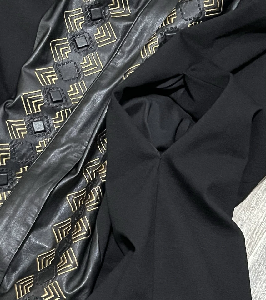 Peter Nygard Mujer XL Negro Imitación Cuero y Chaqueta Tachonada Diseñador Ciudad Foto 4 de 4