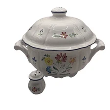 Herend Village Tureen with Cover floral motif’s- With Matching Shakers S/P
