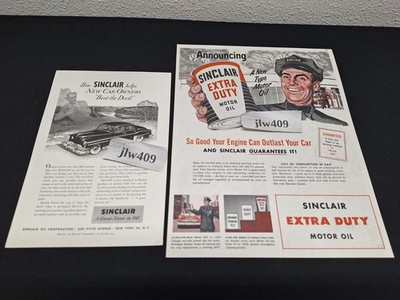 (2) 1951 1953 SINCLAIR OIL and GAS Print Ads Magazine Ads