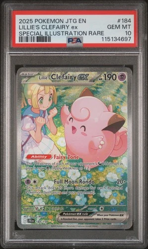 2025 POKEMON JTG EN-JOURNEY TOGETHER #184 LILLIE'S CLEFAIRY EX PSA 10