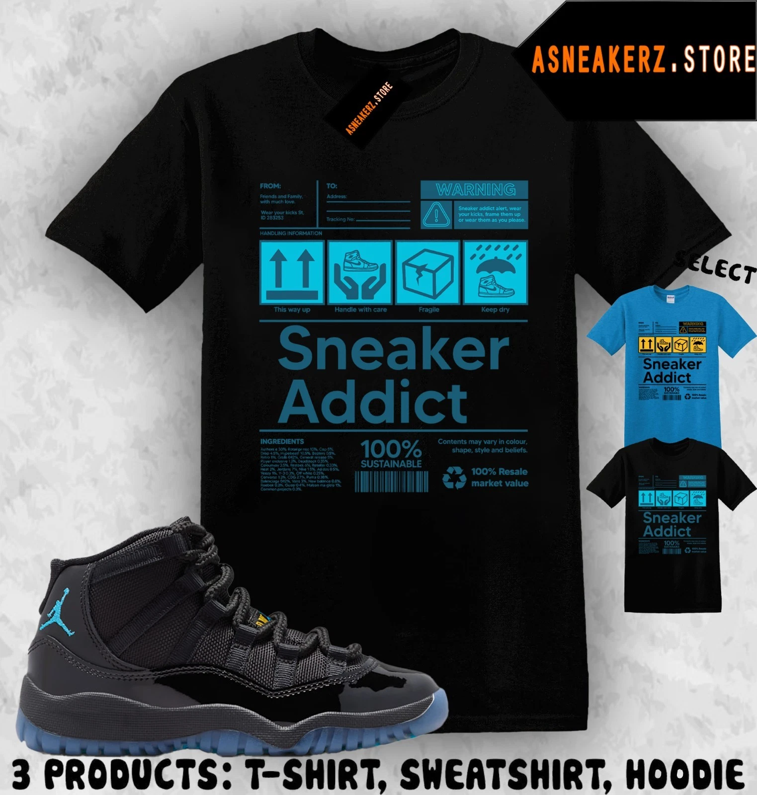 Shirt To Match AJ 11 Gamma Blue 2025 Sneaker Matching Sneakerhead Addict T-Shirt