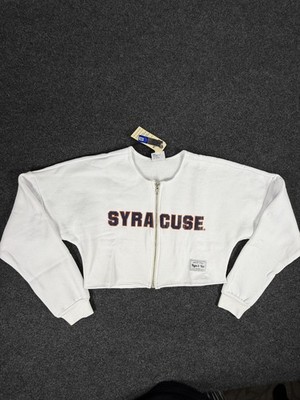 Syracuse Orange Jacket Womens Medium Crop Zip NCAA Basketball Hype Vice New